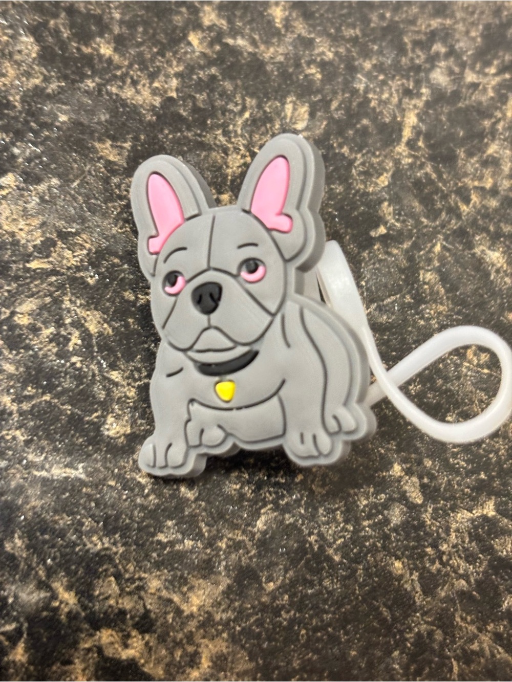 Gray French Bulldog Pet Accessory. 4 Stanley type cup covers with Pink Accent